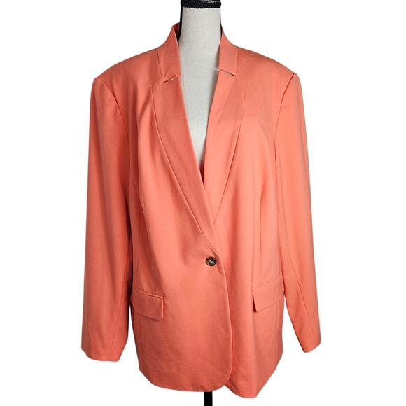 Vince Camuto Blazer Womens 20W Coral Single Button Lined Career Jacket Preppy - Picture 1 of 11